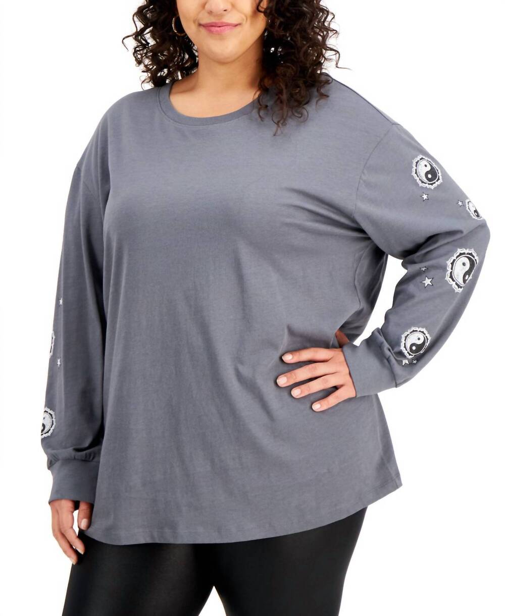 NEW REBELLIOUS ONE women's trendy plus size yin yang graphic top in turbulance